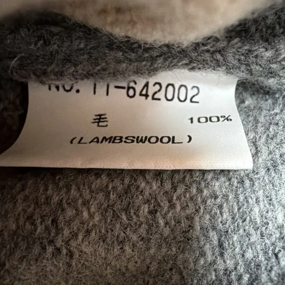 SHIPS English Argyle Pullover Lambswool‎ Sweater Turtleneck Mens L Gray Cream